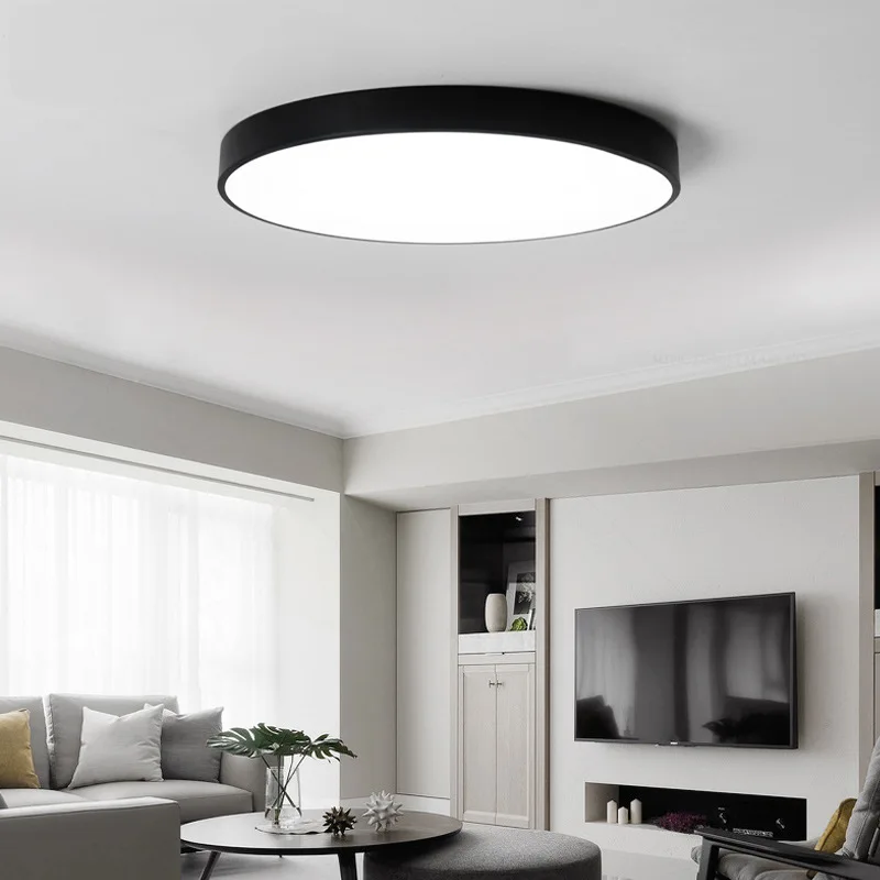 Lâmpadas de Ferro Luzes de Teto para Sala de Estar Ultra-fino Prático Levou Teto Quadrado Redondo Preto - Branco Quarto Iluminação Interior 5 cm 7 Cheap Luzes de teto