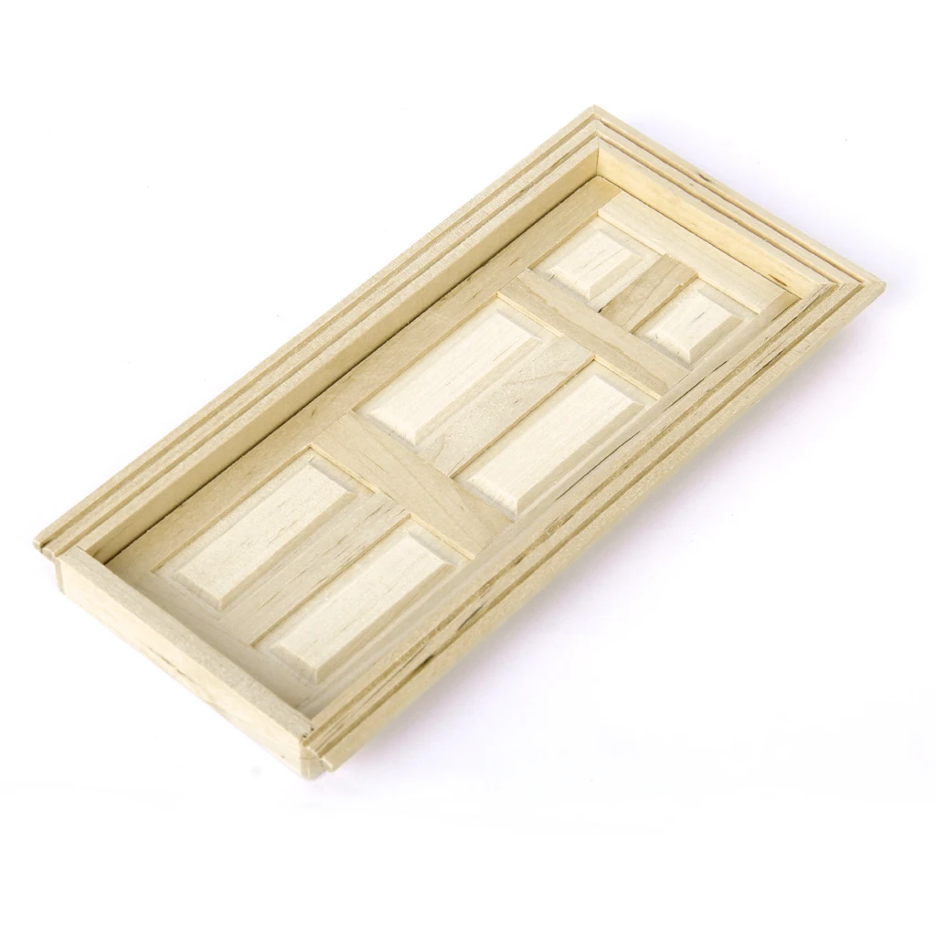 6-Panel Interior Wooden Door Frame Dolls House Miniature DIY Accessory  1:12 Scale