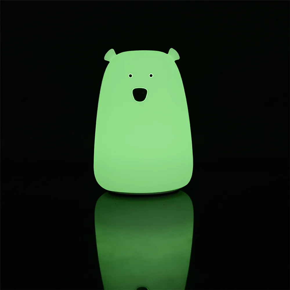 SuperNight Cute Cartoon Bear LED Night Light Rechargeable Touch Sensor Silicone Colorful Bedside Table Lamp for Kids Baby Gift (7)