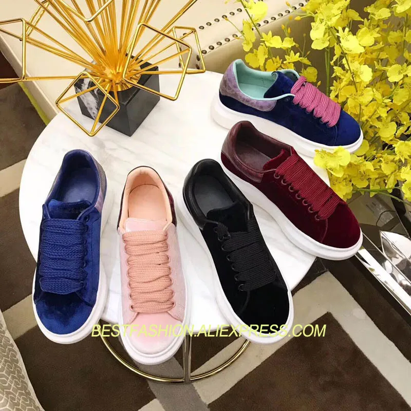 

Ins Hot Autumn Winter Shoes Woman Casual Lace Up Velvet Flats Round Toe Cozy Platform Flats Design Woman Shoes Superstar Shoes