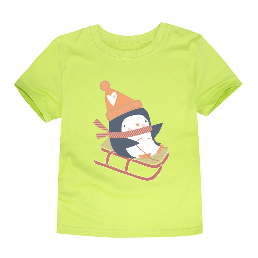 Рождественские летние топы, детские футболки с рисунком пингвина для От 1 до 14 лет, Детские хлопковые топы, детские футболки 12 цветов - Цвет: TTTI5