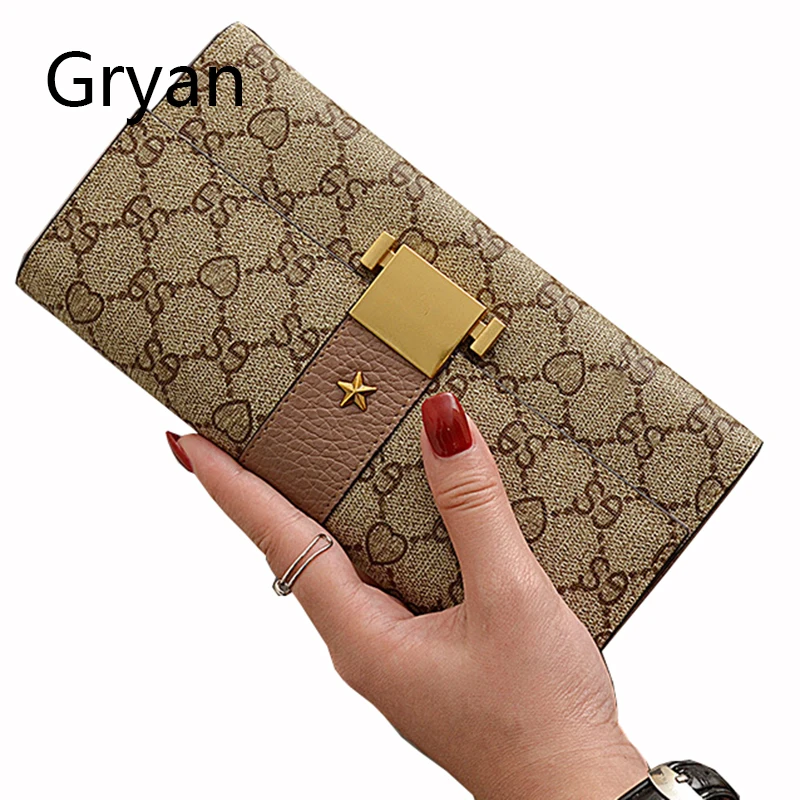 

Women Genuine Leather Wallet Female Cowhide European American big brands Holder letter Metal lock Coin Pocket Pouch Purse 278