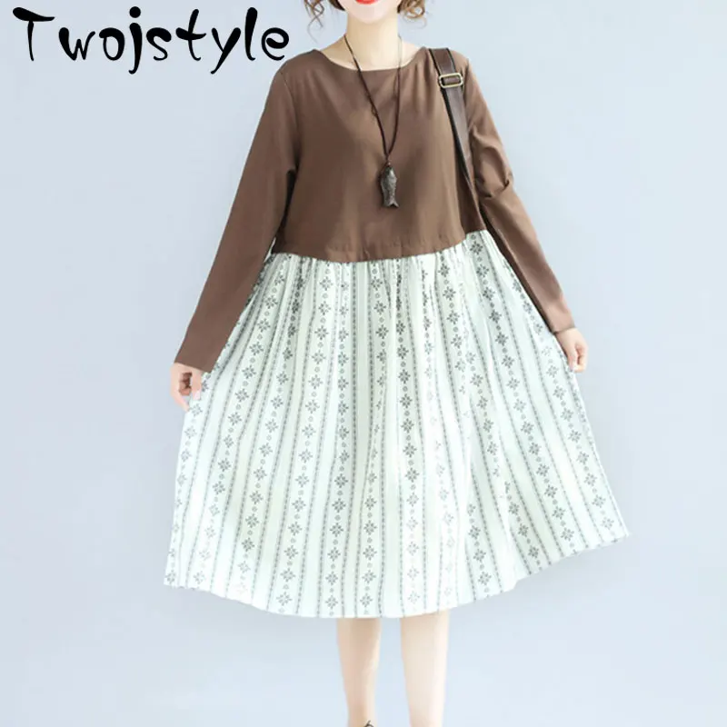 Twojstyle хлопок Для женщин 2018 новые летние свободное платье модные Повседневное