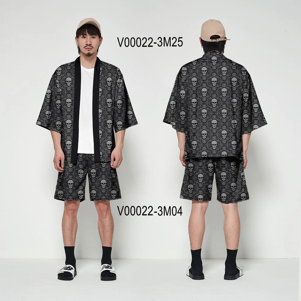 Kimono Cardigan Men Japanese Obi Male Yukata Men's Haori Short Outwear Japanese Samurai Clothing Traditional Japanese Clothing - Цвет: set 03