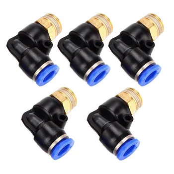 

10 x Elbow Pneumatic Jointer Quick Connector Fittings 3/8"" BSPT 10mm 90 Degree