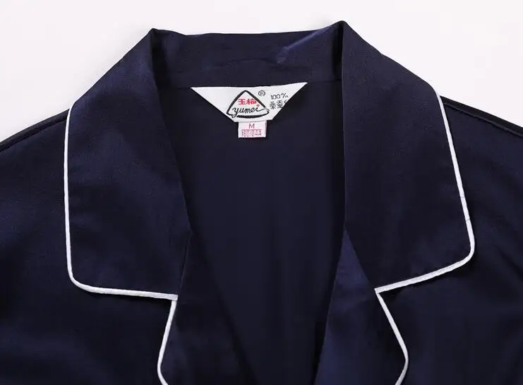 Koop 100% Pure Zijde vrouwen Klassieke Pyjama Set Nachtkleding Nachtjapon M L XL YM007