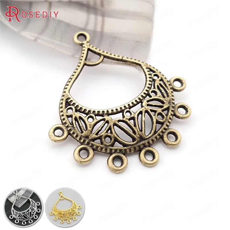 

(30481)20PCS 34x30MM Antique Bronze Zinc Alloy Drop Shape Earring Connector Charms Diy Jewelry Findings Accessories Wholesale