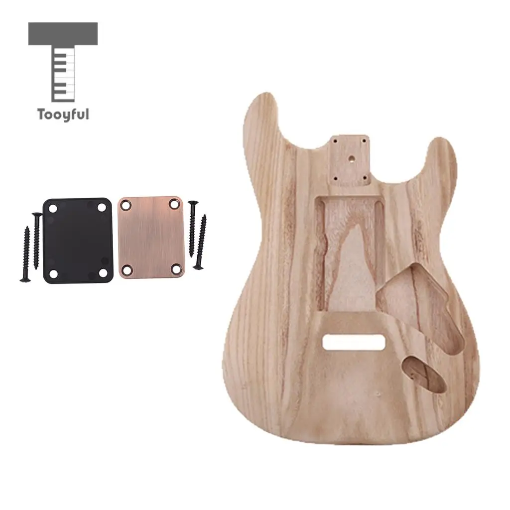 Tooyful Handmade Unfinished Guitar Wood Body with Neck Plate Gasket Luthier Tools for Strat ST Electric Guitar