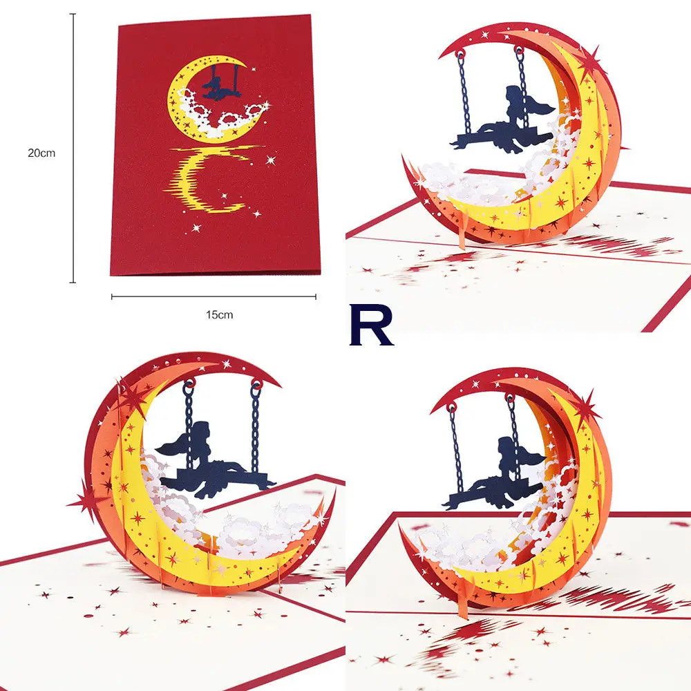 3D всплывающие поздравительные открытки Свадьба День рождения День Святого Валентина Юбилей Рождество - Цвет: R