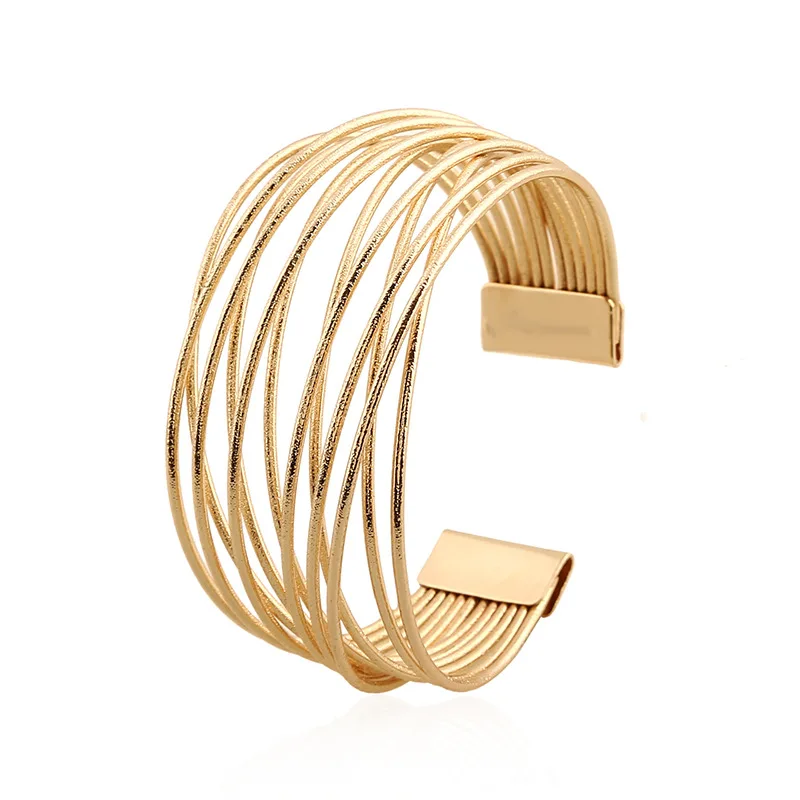 Топ мода широкий крест модный бренд Винтаж преувеличенные Листья Шарм Эластичный Открытый браслет для женщин мужчин ювелирные изделия оптом - Окраска металла: gold