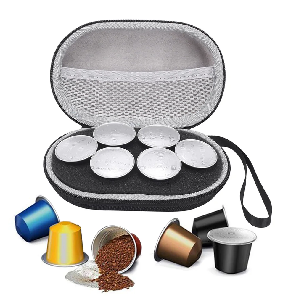 

New Protective Carrying Case For Nespresso&Compatible Capsules Portable Espresso Maker Coffee Pod Holder Pu Hard Shell-(6 Pods)