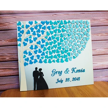 

Personalized Wedding Guest Books Tree, Silhouette Guestbooks With Hearts, Custom 3D Wedding Guestbooks Ideas,Unique Guestbooks