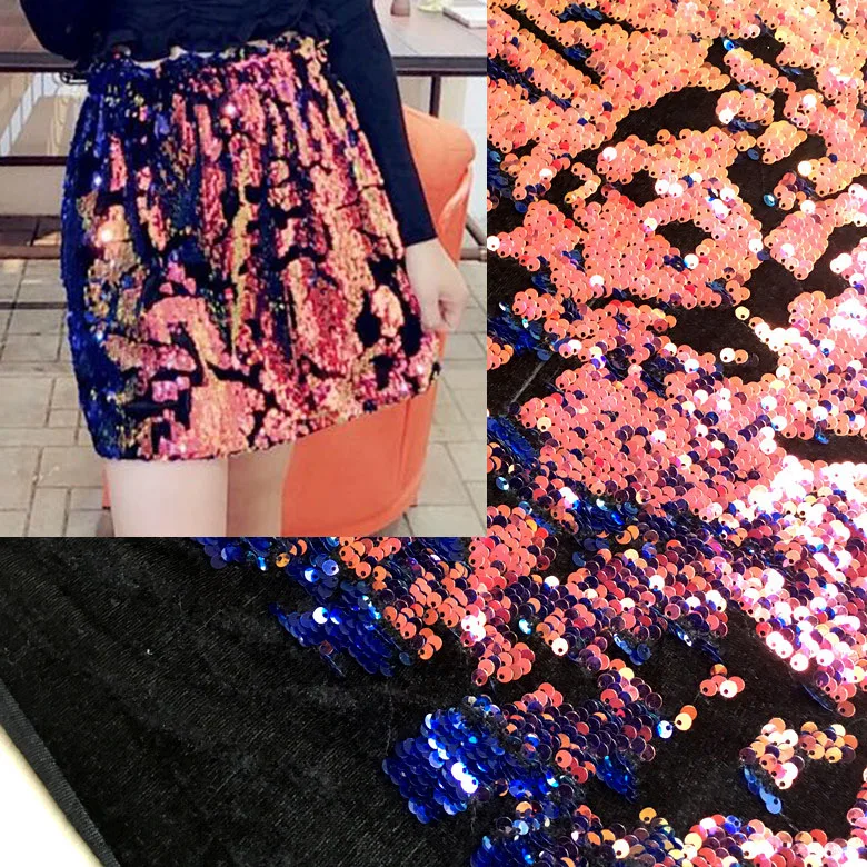 Новая фланелевая Вышивка блесток ткань лазерная блестящая цвет русалка стиль Модное платье сумка ручной работы материал