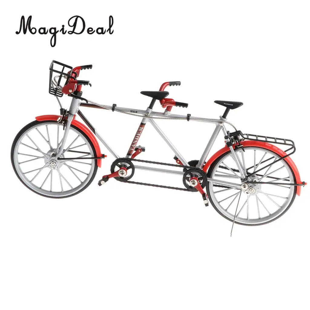 1:10 Scale Mini Alloy Diecast Racing Tandem Bike Model Bicycle Toy for Home Office Desk Decoration Collection