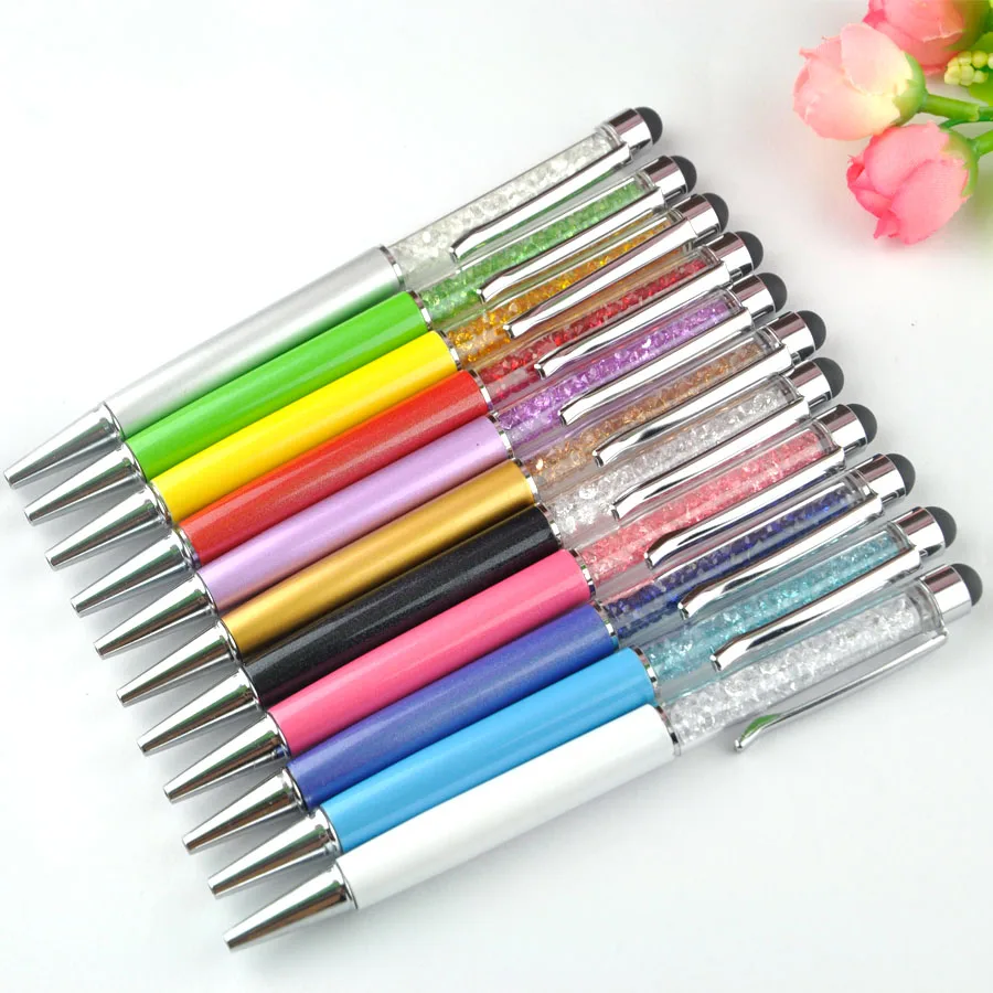 imágenes para 100 unids/lote Lindo Crystal pen Diamond bolígrafos Papelería bolígrafo 2 en 1 stylus touch crystal School Oficina pluma 11 colores imágenes para 100 unids/lote Lindo Crystal pen Diamond bolígrafos Papelería bolígrafo 2 en 1 stylus touch crystal School Oficina pluma 11 colores