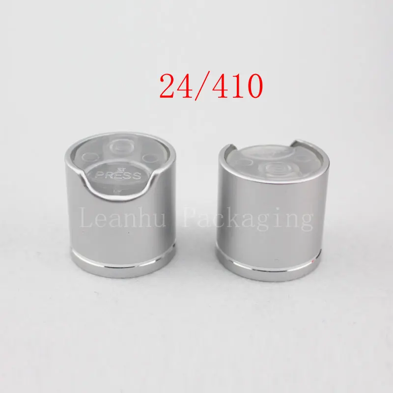 

24 / 410 Silver Aluminum Plastic Disc Top Cap , Press Screw Cap For Plastic Bottle, Pet Container, Closure Top Lid Shampoo Cap