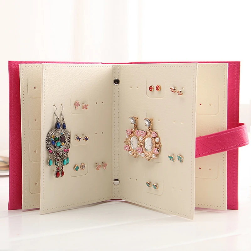 

Fashion Design Jewelry Boxes And Packaging Pu Leather Stud Earrings Collection Book Creative Jewelry Display Jewelry Gift Box