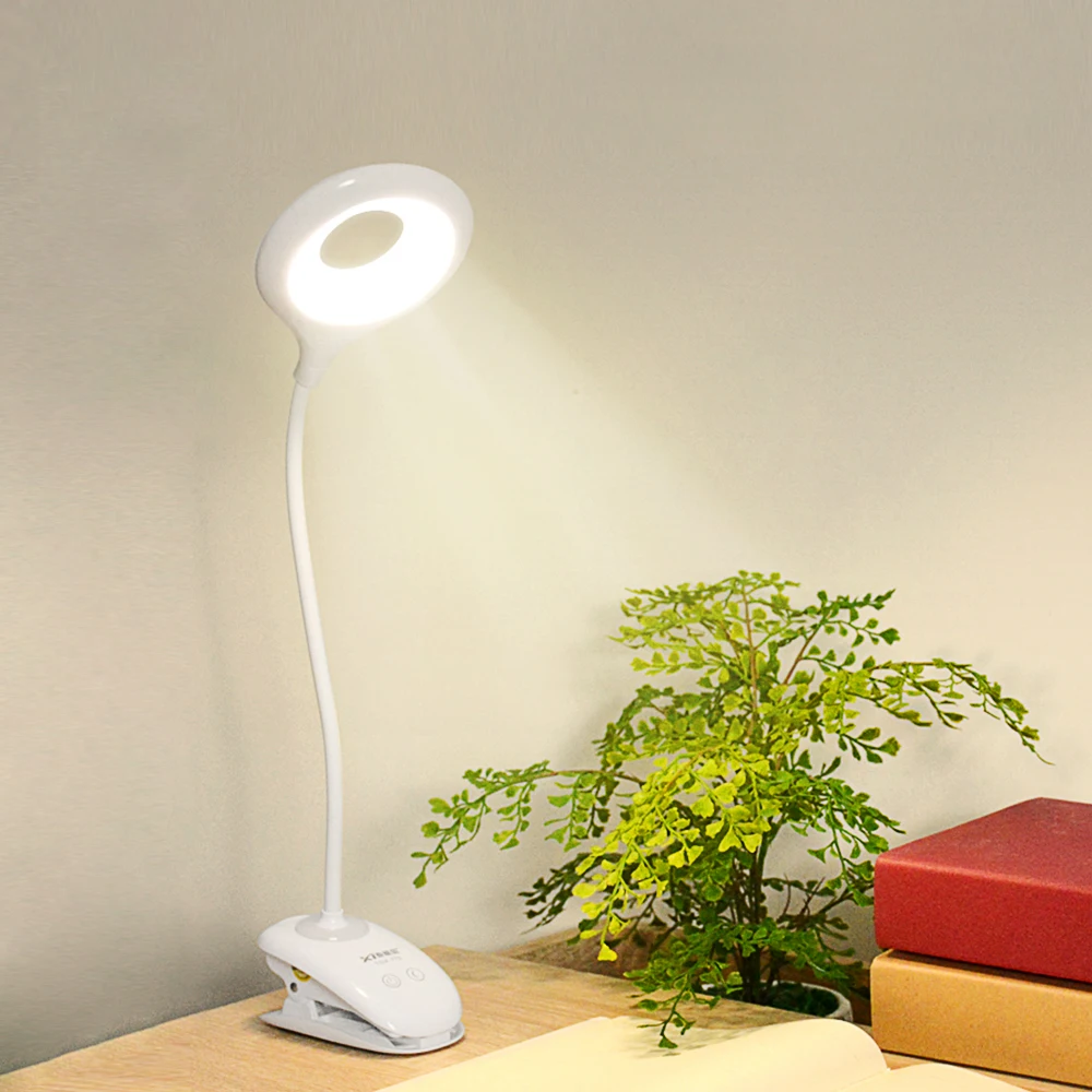 

LED Desk Lamp Luminaria Table Clip Dimming Eye Protection Table Lamp Touch Switch 5V USB Rechargeable Make-up Table Night Light