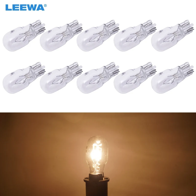

LEEWA 200pcs Warm White Car T13 Wedge 12V 10W Halogen Bulb External Halogen Lamp Replacement Dashboard Bulb Light #CA1309