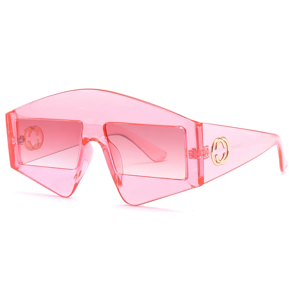 Sella, Новое поступление, модные, женские, мужские, уникальные, квадратные, цветные, прозрачная оправа, солнцезащитные очки, фирменный дизайн, полигональные очки - Цвет линз: c6Pink