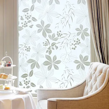 

2019 New Leaves Pattern Opaque Decorative Glass Window Stickers Self-adhesive Window Film Privacy Protection 45*400 cm