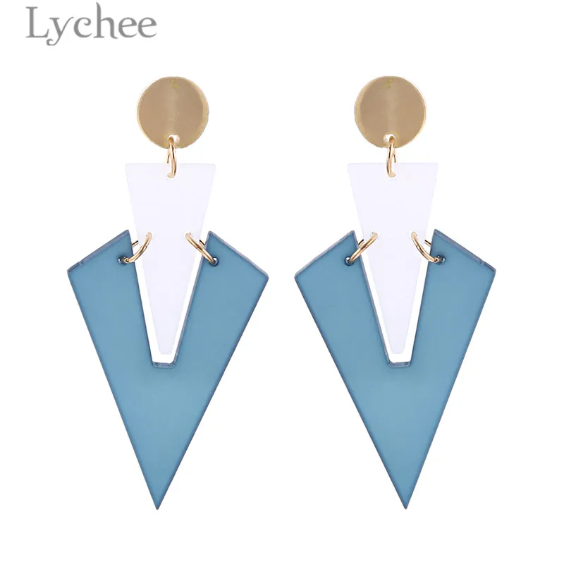 Lychee 1 Pair Acrylic V-shaped Women Drop Earrings Flash Powder Candy Color Dangle Female Ear Jewelry | Украшения и аксессуары