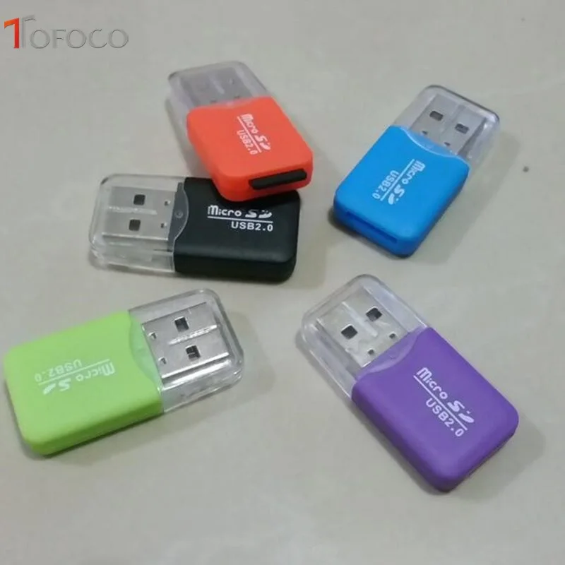 TOFOCO 20 шт./партия высокоскоростной 2,0 Мини Micro SD T-Flash TF M2 USB считыватель карт памяти Пластиковый USB кард-ридер