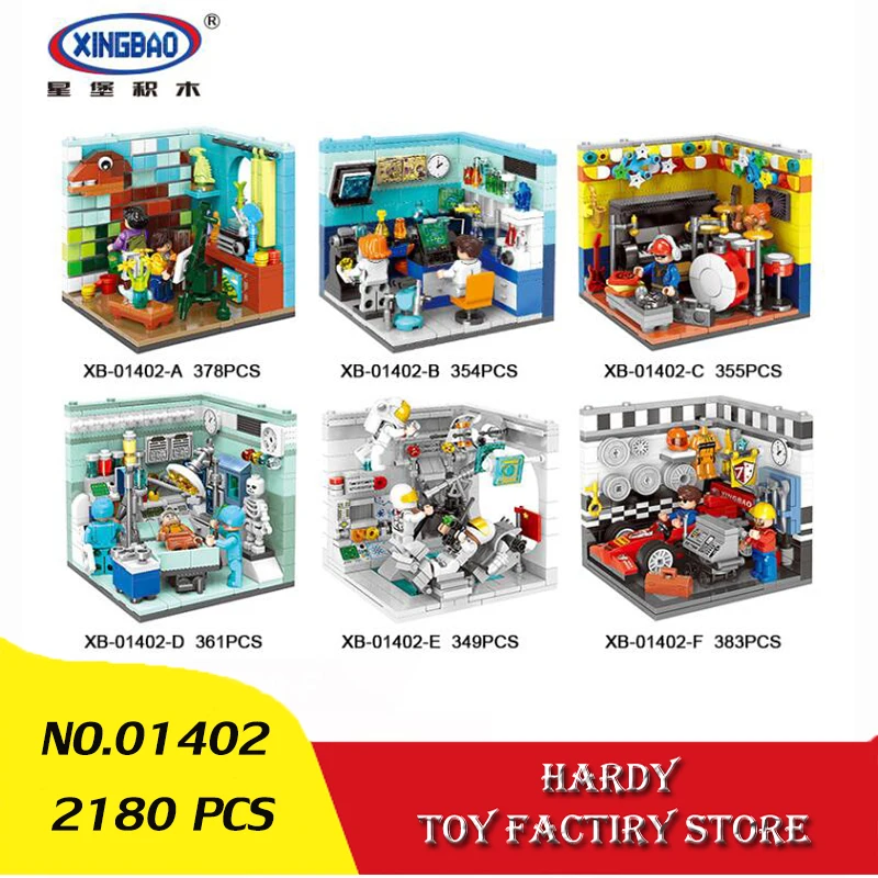 

Xingbao 01402 2180 PCS Street View Series Future Dreamer Six in One Children Assemble Particle Toys Building Blocks