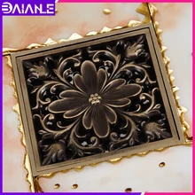 Floor Drain Cover Square Antique Brass Bathroom Shower Drainer Filter Anti-odor European Style Tile Insert Floor Waste Grates