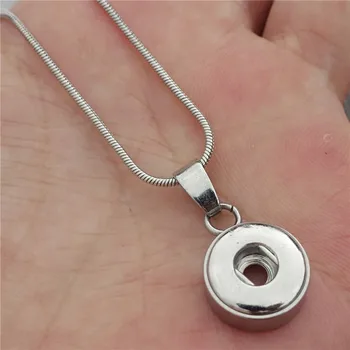 

Stainless Steel 12mm Snap Buttons Pendant Necklace With Snake Chain 12pcs/lot Wholesale