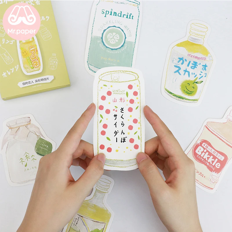 

Mr.Paper 30pcs/box Japanese Style Irregular Postcard Kawaii Milk Juice Snack Postcards fot Writing Greeting Gift Postcard