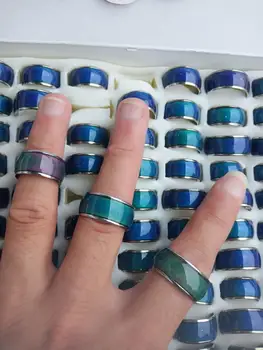 

mood ring 10mm wide stainless steel student ring color change ring mix size 17 to 21