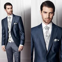 Модные привлекательные мужские костюмы на одной пуговице с заостренным отворотом из 3 предметов(JacketPantVestTie), высокое качество, официальные, Terno Masculino Custme Made