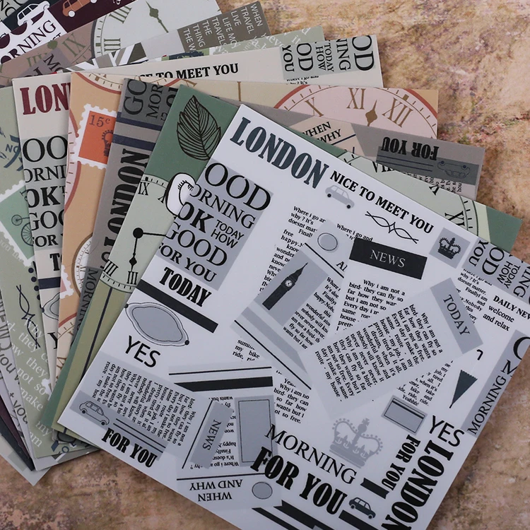 

11pcs/set vintage london style illustration gothic envelope background background diy ablum diary scrapbooking label sticker