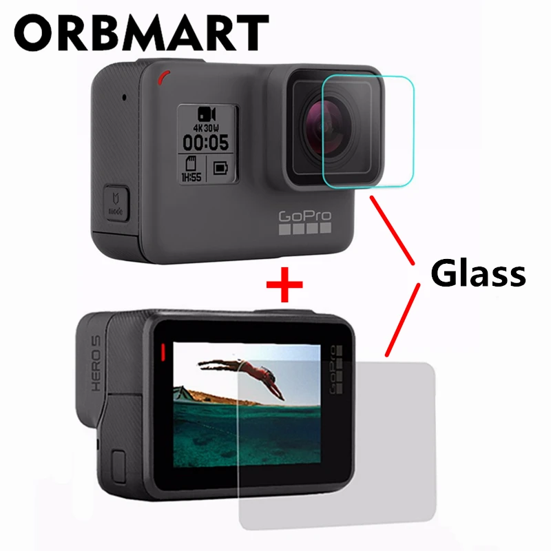 Объектив ORBMART + закаленное стекло для защиты экрана Go Pro Gopro Hero 5 6 7 черный аксессуар