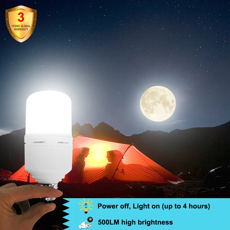 LED emergency light for home Light Bulb With Battery Backup Power Outdoor Outage Camping Fishing