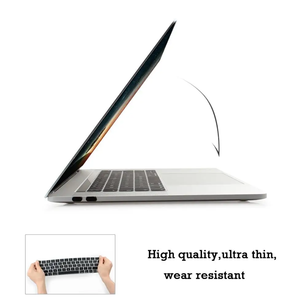 US USA Enter Russian Ukraine English Thin Soft Silicone Keyboard Cover for MacBook Pro 13 15-US Russian Black