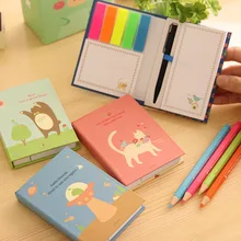 3 pieces South Korea stationery hardcover crust animal cover notes this post combined with pen set notebook sticker note