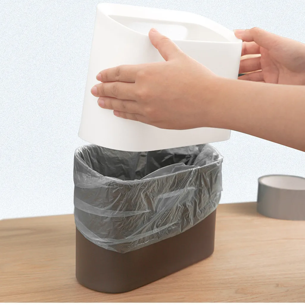 

simple Modern Oval Shatter-Resistant Plastic Small Trash Can Wastebasket quality Home Trash Can Garbage Basket for dropshipping