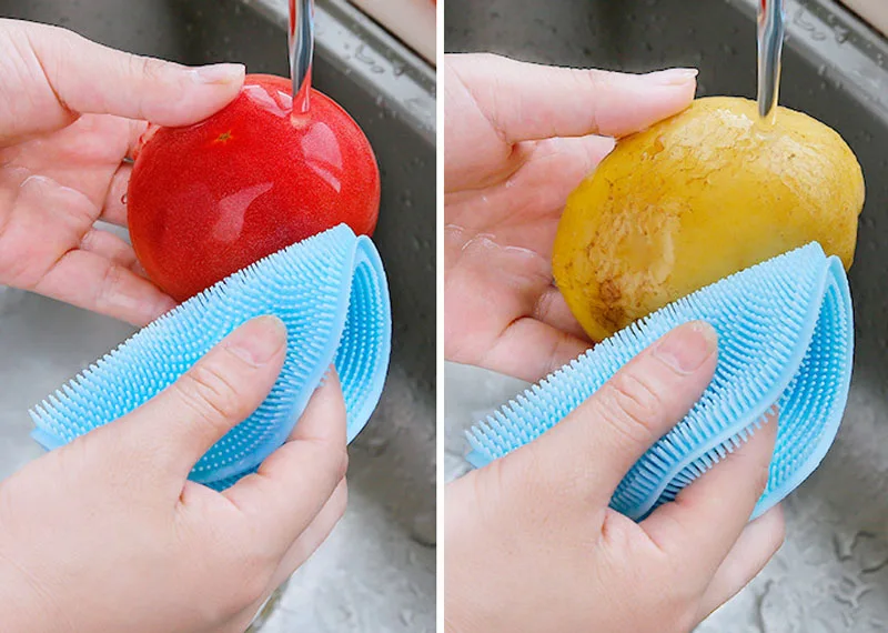 Silicone Dish Bowl Cleaning Brush Multifunction Scouring Pad Pot Pan Wash Brushes Kitchen Cleaner Washing Tool