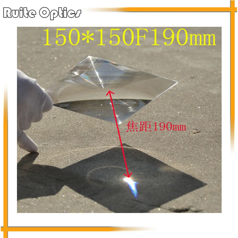 

150x150mm Square Plastic Fresnel Condensing Lens Focal Length 190mm for Plane Magnifier,Solar Energy Concentrator