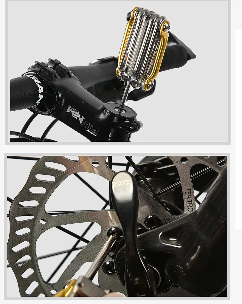ROCKBROS, мини-инструменты, наборы для ремонта велосипеда, 11 в 1, алюминиевый сплав, MTB, наборы инструментов, шестигранный спиц, отвертка, гаечный ключ, наборы инструментов