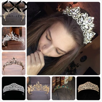 

Quinby Baroque Crystal Tiara Hairwear Bridal Wedding Flower Crown Hair band Gem Bride Hairband Girl Hair Accessory Jewelry Q5