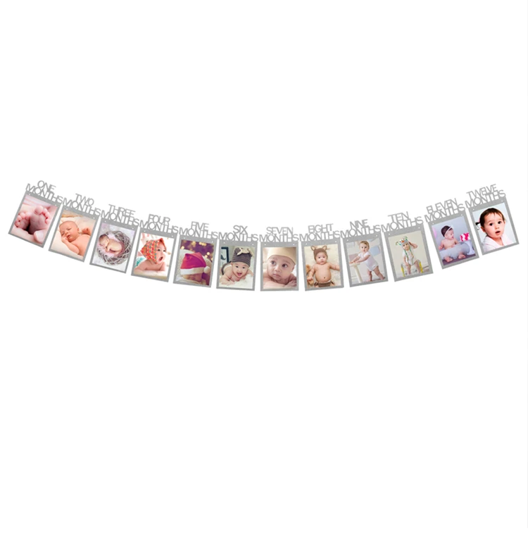 QIFU 12 месяцы фоторамка баннер Baby Shower, с надписью "Bride To Be" Diy Фотоальбом флаги и баннеры Пол раскрыть подарок аксессуары для фотостудии - Цвет: Silver