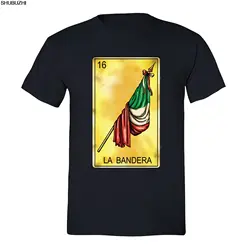 La Bandera Loteria 16 футболка Chicano флаг Мексики мексиканский Юмор черная Удобная футболка, Повседневная футболка с коротким рукавом