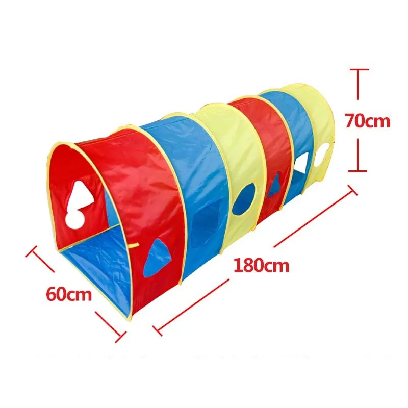

180*60*70cm Fashion Baby Child Tunnel Crawling Play Tents Colorful Baby Toddler Educational Tunnel 2Pcs/Lot