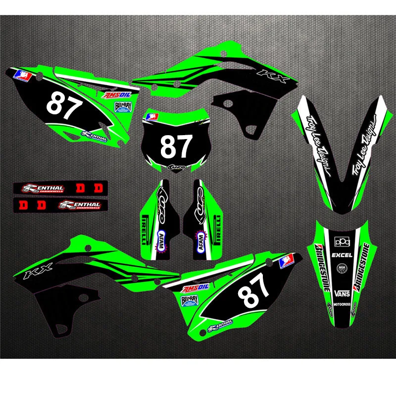 Набор стикеров для Kawasaki KX250F KXF250 KX250 F 2013 2014 2015 2016 индивидуальный стикеров|Накладки