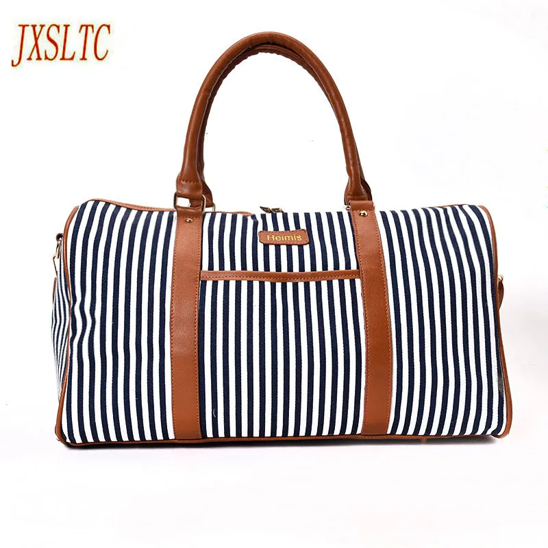 JXSLTC Canvas Leather Women Travel Bag women Travel Duffel Bags Tote Large Weekend Bag Overnight ...