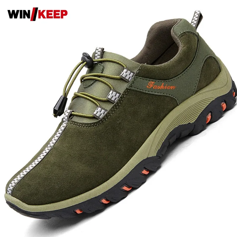 Green Color Wear Resistance Anti Skid Trekking Mountaining Hiking Shoes