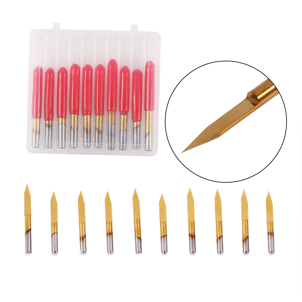 

10pcs 3.175mm Titanium Coated Engraving CNC Bit Router Carving Tool 30 Degree